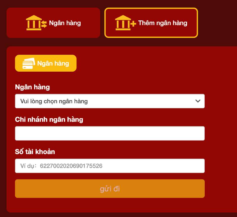 Bước 1: Điền thông tin về ngân hàng của bạn vào các ô