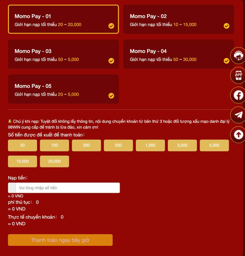 Momo Pay 98win